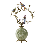 Подсвечник с декором из птиц на ветвях из фарфора с бронзовыми элементами Birds of Paradise варинант исполнения - 3 | Loft Concept в Сочи