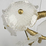 Люстра подвесная круглая с ветвистыми бронзовыми элементами и стеклянными рифлеными дисками Textured Glass Chandelier варинант исполнения - 4 | Loft Concept в Сочи