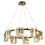 Люстра светодиодная с 8-ю цилиндрическими плафонами янтарного цвета из стекла и стали Andrea Сhandelier Amber варинант исполнения - 1 | Loft Concept в Сочи