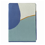 Плед из хлопка синего цвета с абстрактным принтом Elysian Flow Ocean варинант исполнения - 2 | Loft Concept в Сочи