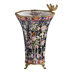 Ваза из фарфора черная с цветочной росписью и бронзовой стрекозой Spring Garden варинант исполнения - 1 | Loft Concept в Сочи