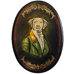 Картина в овальной раме Chinoiserie Grey Dog Portrait варинант исполнения - 1 | Loft Concept в Сочи
