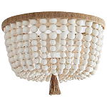 Круглый потолочный светильник украшенный круглыми белыми бусинами Wooden Beads Ceiling lamp варинант исполнения - 1 | Loft Concept в Сочи