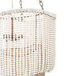 Двухъярусная люстра с подвесками из круглых деревянных бусин белая White Beads Two-tier Chandelier варинант исполнения - 3 | Loft Concept в Сочи