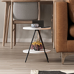 Стол приставной с 2-мя круглыми белыми столешницами ESSEL SIDE TABLE WHITE варинант исполнения - 10 | Loft Concept в Сочи