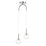 Подвесной светильник с 2-мя рельефными прозрачными плафонами из стекла и основанием цвета Хром Perforated Glass Bubbles варинант исполнения - 2 | Loft Concept в Сочи