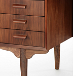 Дизайнерский письменный стол округлой формы с 4-мя ящиками и дверкой с полочками Rili варинант исполнения - 5 | Loft Concept в Сочи