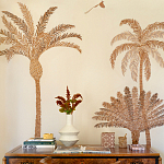 Обои с вышивкой ручной работы Deco Palms Raffia on linen варинант исполнения - 2 | Loft Concept в Сочи