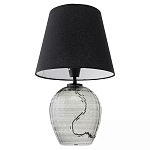 Настольная лампа с черным тканевым абажуром и фактурным прозрачным основанием Black Cone варинант исполнения - 2 | Loft Concept в Сочи