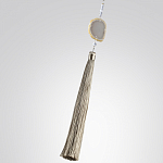 Подвесной светильник с шарообразным плафоном из белого стекла с подвеской из камня и кисточкой Agatelle варинант исполнения - 6 | Loft Concept в Сочи