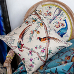Подушка декоративная с изображением птиц в саду Beige Chinoiserie Birds in the Peach Orchard Cushion варинант исполнения - 2 | Loft Concept в Сочи