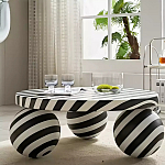 Дизайнерский журнальный стол круглый в чёрно-белую полоску Mypel варинант исполнения - 2 | Loft Concept в Сочи