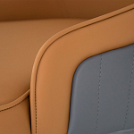 Стул оранжевый с высокой спинкой из искуственной кожи на серых металлических ножках Enigma Orange варинант исполнения - 4 | Loft Concept в Сочи