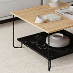 Стол журнальный с квадратной столешницей и полкой MARBO LOTUS варинант исполнения - 2 | Loft Concept в Сочи