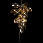 Люстра подвесная вытянутой формы с плафонами из стекла и металла с двумя вертикальными подвесками Gilded Mirage  варинант исполнения - 8 | Loft Concept в Сочи