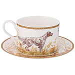 Чайная пара из фарфора с изображением собаки и уток 300 мл Hunting Porcelain Collection варинант исполнения - 1 | Loft Concept в Сочи