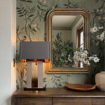 Настольная лампа с основанием из натурального камня c серым прямоугольным абажуром Lapis Tiburtinus варинант исполнения - 5 | Loft Concept в Сочи