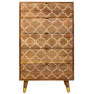 Высокий комод из натурального дерева Bone Inlay