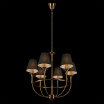 Люстра на металлическом основании бронзового цвета с 6-ю черными конусовидными абажурами Dignity варинант исполнения - 5 | Loft Concept в Сочи