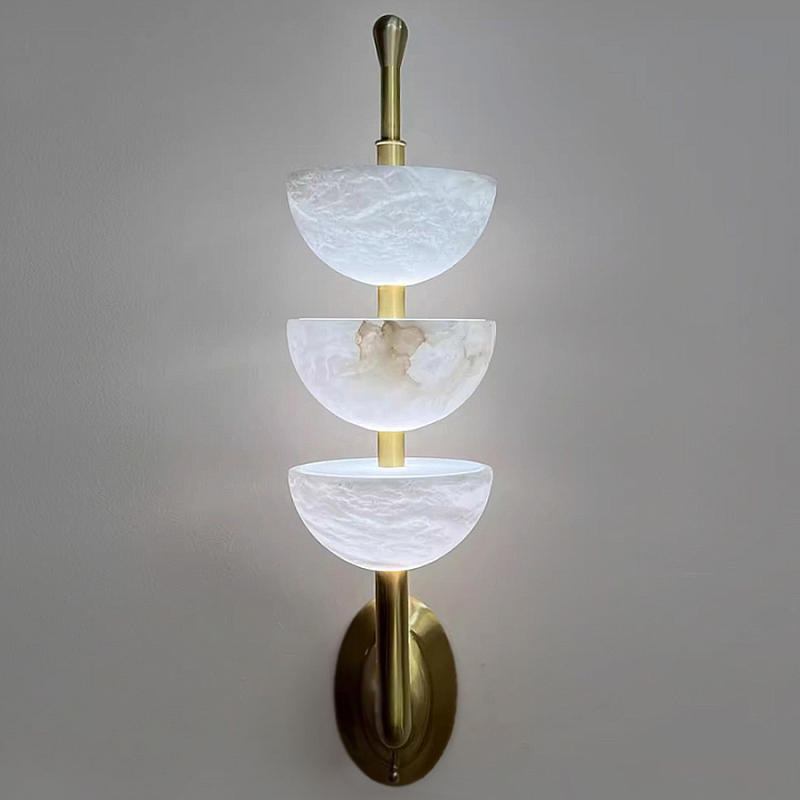 Бра с 3-мя мраморными плафонами в форме чаши Warm Marble Light Латунь Бра с 3-мя мраморными плафонами в форме чаши Warm Marble Light Латунь в Сочи | Loft Concept