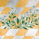 Обои ручная роспись Tiled Meadow Original colourway on Egyptian Gold gilded paper варинант исполнения - 2 | Loft Concept в Сочи
