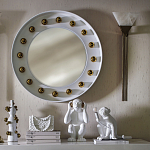 Зеркало белое с круглыми золотыми декоративными элементами Prince of the Church варинант исполнения - 3 | Loft Concept в Сочи