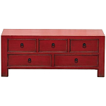Деревянная ТВ-тумба с 5-ю выдвижными ящиками в китайском стиле красная Wei Chinese TV Stand варинант исполнения - 1 | Loft Concept в Сочи