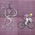 Плитка с узором Осьминог велосипедист варинант исполнения - 1 | Loft Concept в Сочи