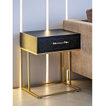 Приставной столик с резным узором на выдвижном ящике Black Table Carved Pattern варинант исполнения - 7 | Loft Concept в Сочи