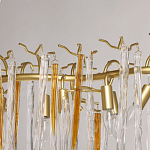 Люстра линейная золотого цвета с декоративными ветвями и длинными стеклянными подвесками в форме сосулек Droplet Chandelier варинант исполнения - 8 | Loft Concept в Сочи