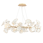 Люстра круглая с белыми лепестками из керамики и прозрачными хрустальными цветками Диаметр 82 см Wintery flovers варинант исполнения - 3 | Loft Concept в Сочи