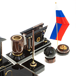 Настольный письменный набор с часами из природного камня обсидиана Peace Contract варинант исполнения - 5 | Loft Concept в Сочи