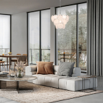 Люстра из белых стеклянных дисков на серебрянном каркасе White Glowing Reflectors варинант исполнения - 2 | Loft Concept в Сочи