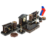 Настольный письменный набор с часами из природного камня обсидиана Peace Contract варинант исполнения - 2 | Loft Concept в Сочи