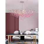 Люстра овальная с розовыми стеклянными подвесками в форме капель FAIRYTREE Light варинант исполнения - 4 | Loft Concept в Сочи