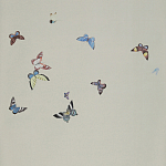 Обои ручная роспись Butterflies Icarus on Rose Shadow metallic silk варинант исполнения - 2 | Loft Concept в Сочи