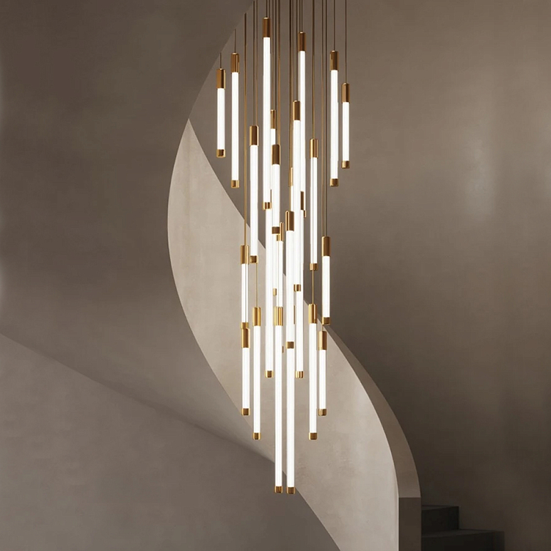 Люстра в современном стиле с 30-ю каскадными светодиодными лампами Golden LED Rain Золотой Белый Люстра в современном стиле с 30-ю каскадными светодиодными лампами Golden LED Rain Золотой Белый в Сочи | Loft Concept