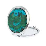 Зеркало карманное складное круглое из натурального камня Малахит с Хризоколлой в подарочной упаковке Silver Stone Mirrors варинант исполнения - 2 | Loft Concept в Сочи