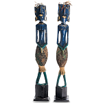 Комплект из 2-х деревянных статуэток Asmat Tall Statuettes Blue Green варинант исполнения - 1 | Loft Concept в Сочи