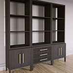 Модульный стеллаж Primo из трех составных элементов Темный орех варинант исполнения - 3 | Loft Concept в Сочи