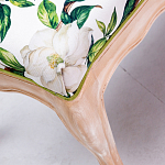 Банкетка из натурального бука золотистая с изображением птиц и цветов Blooming Birds варинант исполнения - 2 | Loft Concept в Сочи
