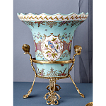 Ваза из голубого фарфора с рисунком птиц и цветов и декоративными элементами Blue Garden варинант исполнения - 7 | Loft Concept в Сочи