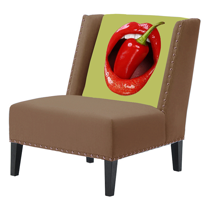 FUN Armchair "Chili Pepper" Beige Дизайнерское кресло с цветным принтом Бежевый в Сочи | Loft Concept 