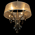 Люстра подвесная круглая с тканевым полупрозрачным абажуром и подвесками 4 лампы Gilded Elegance варинант исполнения - 5 | Loft Concept в Сочи