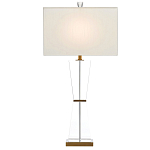 Настольная лампа с прозрачным корпусом и прямоугольным тканевым абажуром Charm and Luxury варинант исполнения - 2 | Loft Concept в Сочи