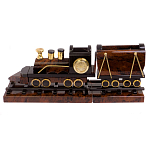 Часы настольные в виде паровоза из натурального камня Обсидиан Train Stone Clock варинант исполнения - 1 | Loft Concept в Сочи