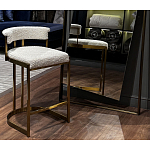 Стул барный букле бежевый с каркасом цвета матовое золото Tactility варинант исполнения - 5 | Loft Concept в Сочи