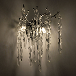 Бра цвета хром с ветвями и прозрачными стеклянными подвесками в виде вытянутых спиральных капель Droplet Chandelier варинант исполнения - 2 | Loft Concept в Сочи