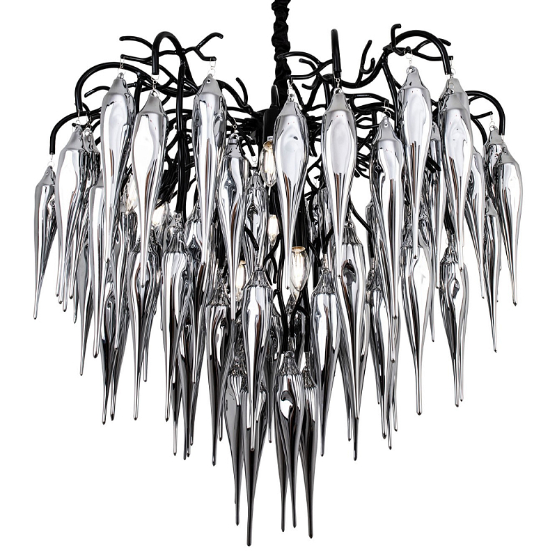 Люстра со стеклянными подвесками дымчатого цвета Ambre Glass Chandelier 80 Черный Серебряный Дымчатый (Smoke) Люстра со стеклянными подвесками дымчатого цвета Ambre Glass Chandelier 80 Черный Серебряный Дымчатый (Smoke) в Сочи | Loft Concept