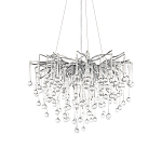 Люстра подвесная с прозрачными стеклянными подвесками в форме капель Диаметр 60 см Droplet Chandelier варинант исполнения - 14 | Loft Concept в Сочи